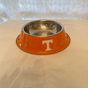 Orange Dog Bowl with Silver Interior